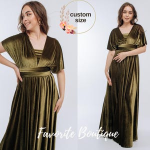 Olive Infinity Velvet Dress | Multiway Wrap Bridesmaid, Prom, & Flower Girl Dress | Elegant Maternity Dress