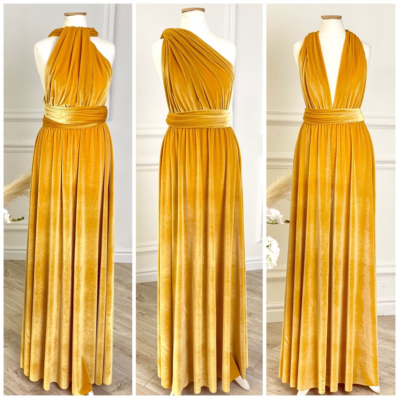 Mustard Yellow Velvet Infinity Dress Bridesmaid dress Velvet Etsy