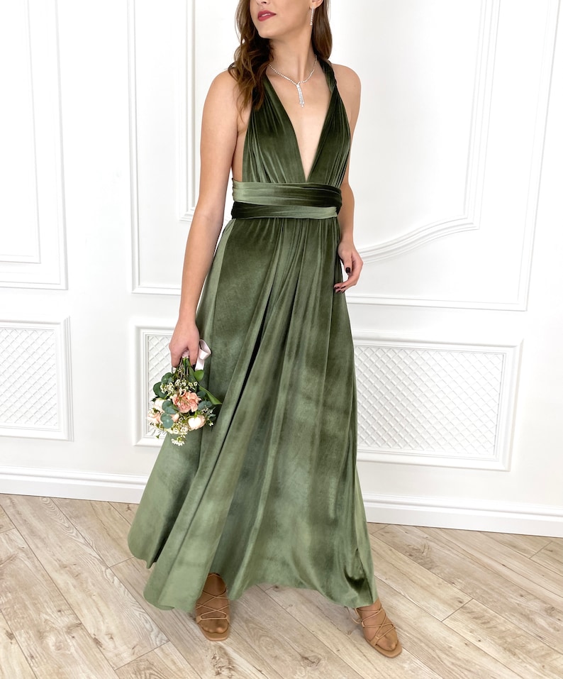 DUSTY SAGE Velvet Infinity Dress Sage Green Bridesmaid Dress Etsy