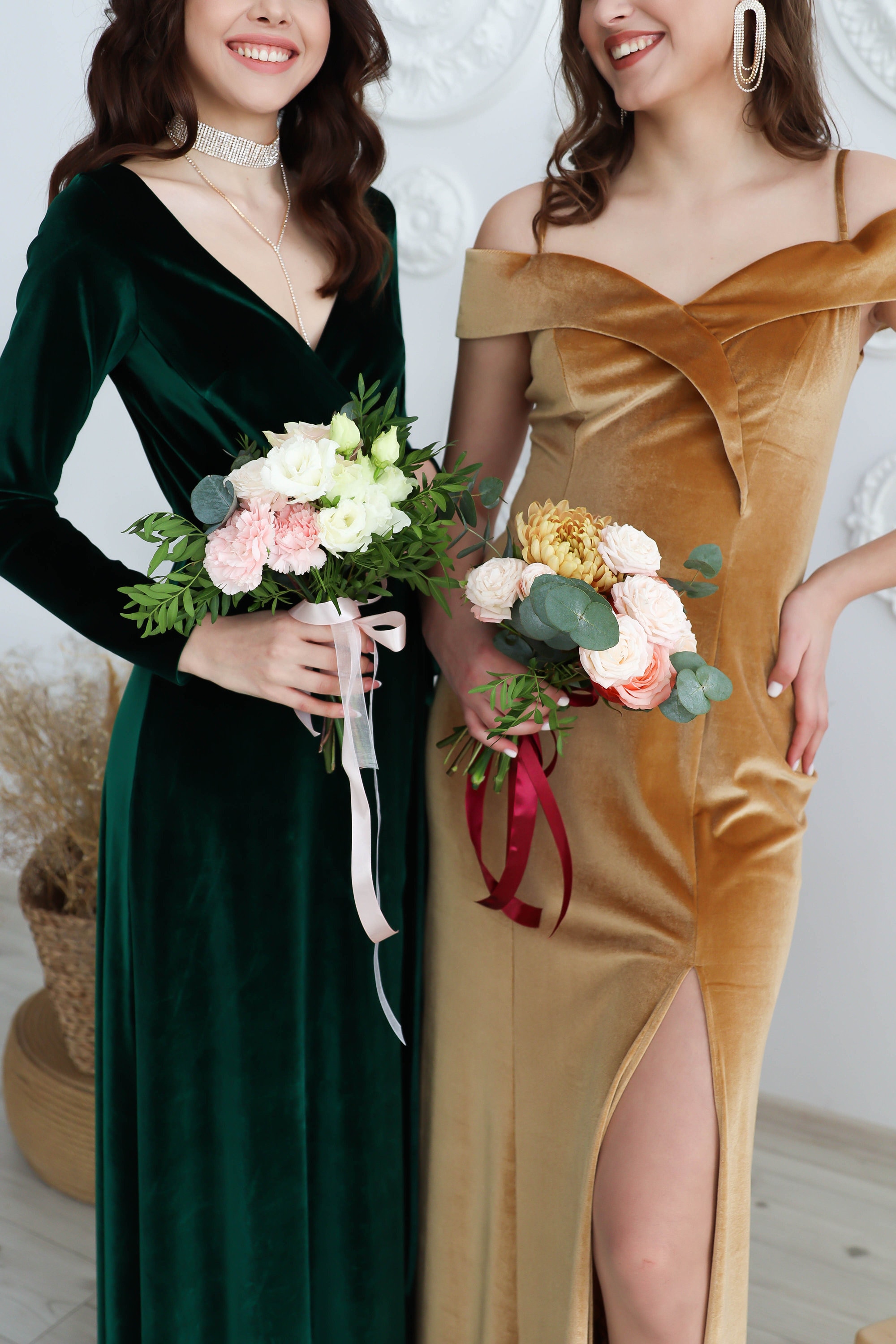EMERALD GREEN Velvet Bridesmaid Dress Velvet Mother of the Etsy
