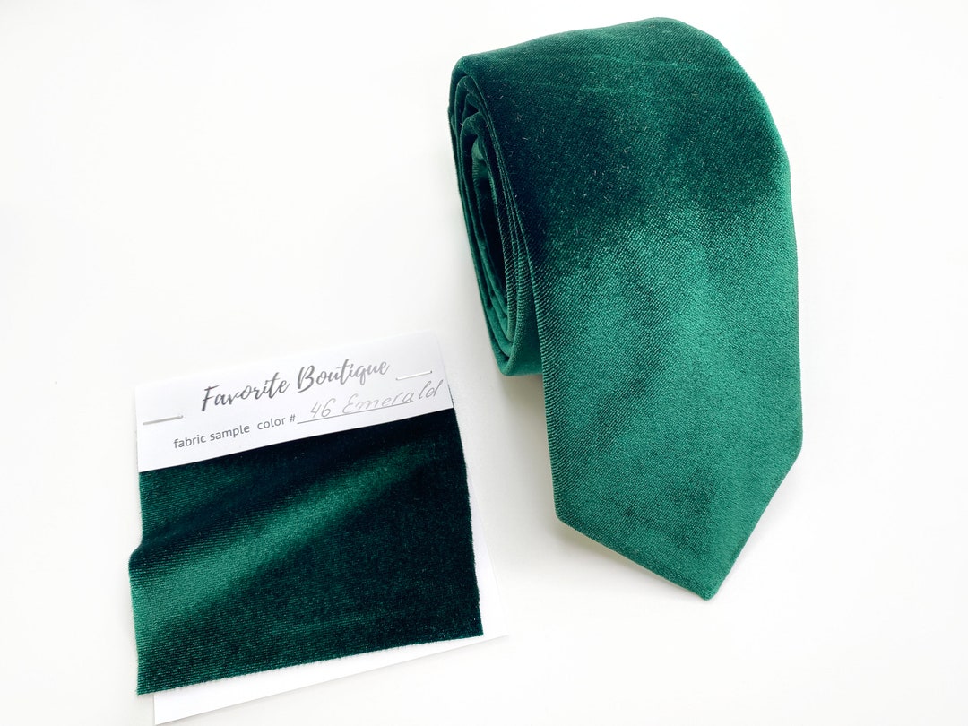 EMERALD GREEN Mens Velvet Tie Forest Green Groomsmens Necktie Velvet