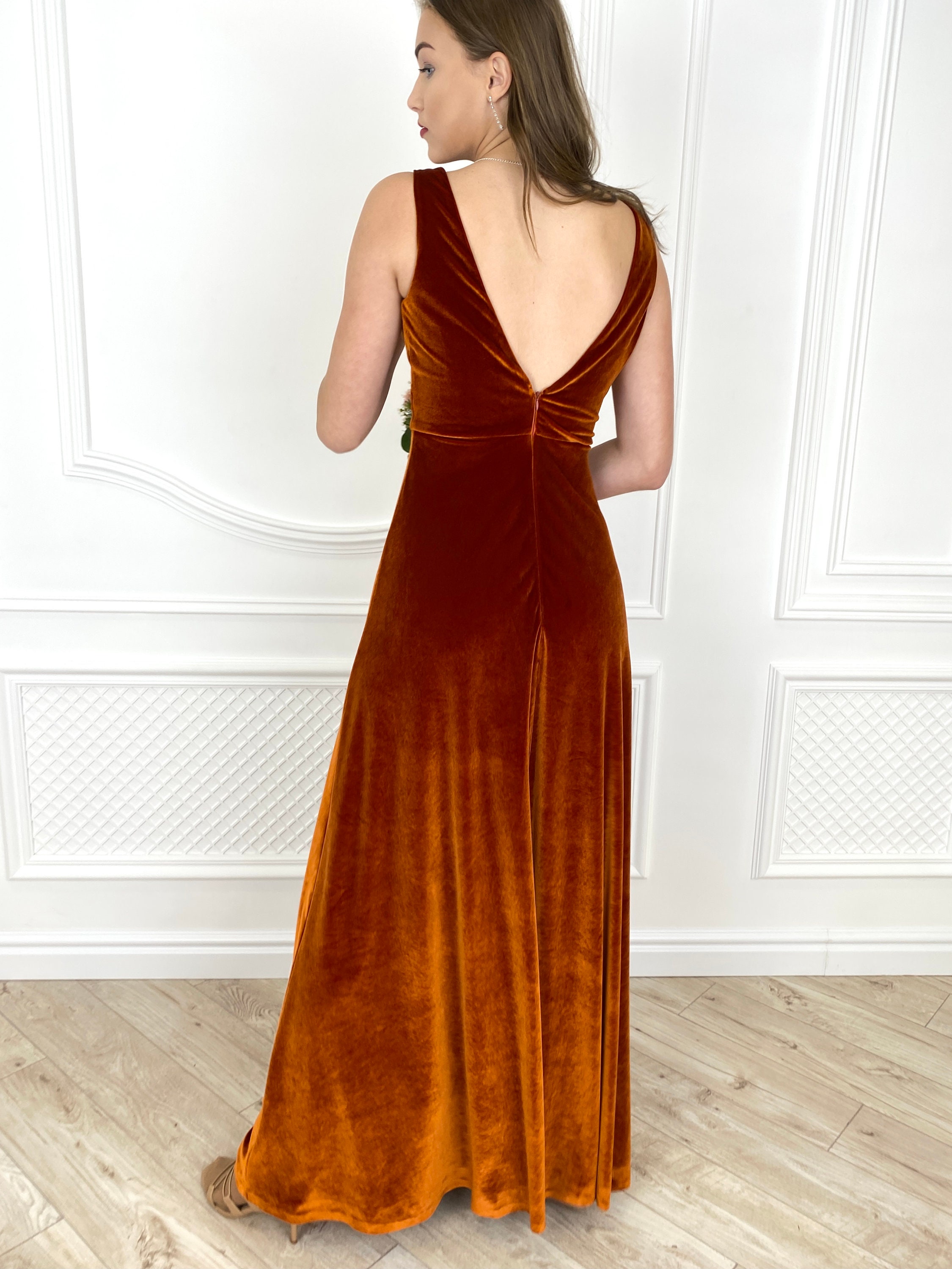 rust orange gown