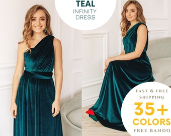 TEAL VELVET Infinity Dress Infinity Velvet Dress Teal Bridesmaid Velvet Infinity Dress Bridesmaid Dress