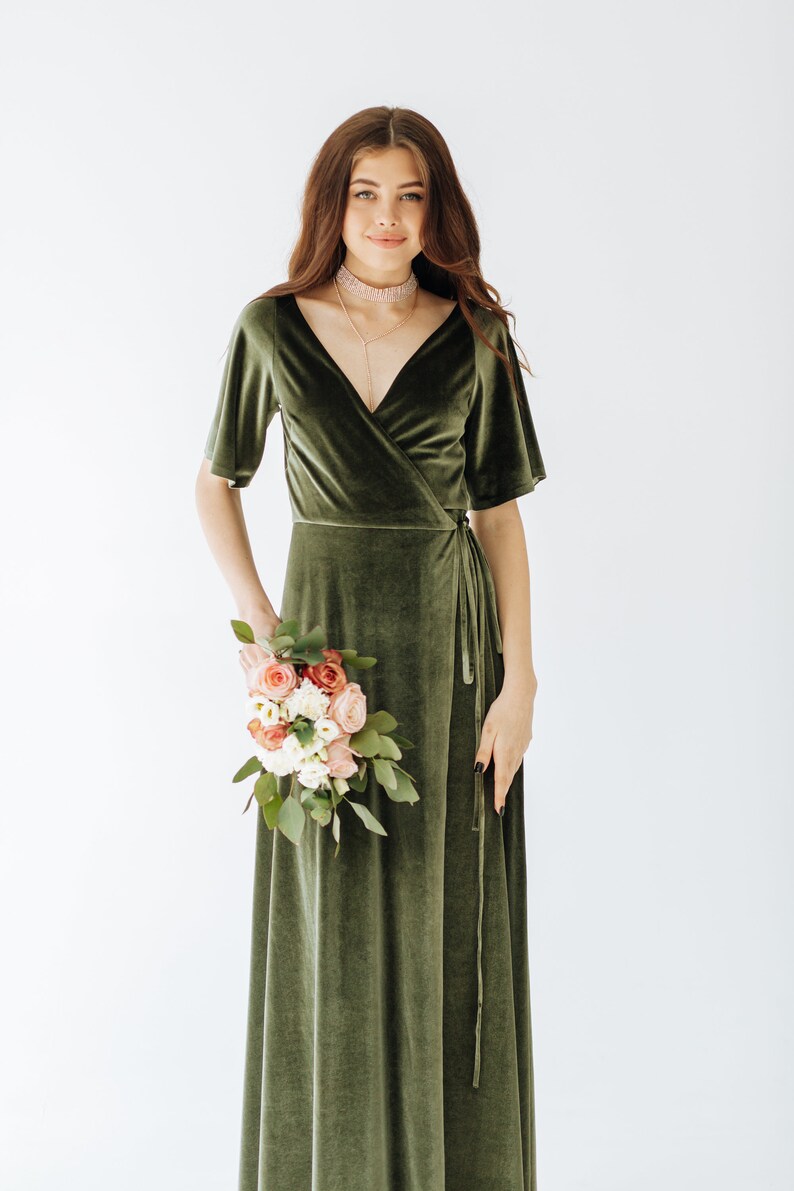 DUSTY SAGE Velvet Bridesmaid Dress SAGE Green Velvet Dress Etsy