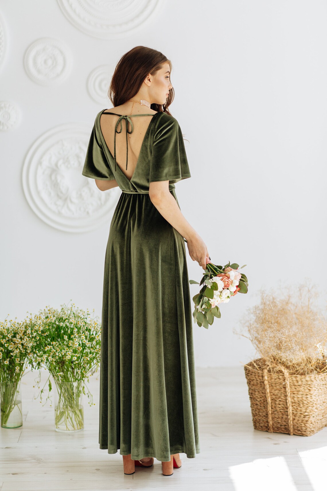 DUSTY SAGE Velvet Bridesmaid Dress SAGE Green Velvet Dress Etsy