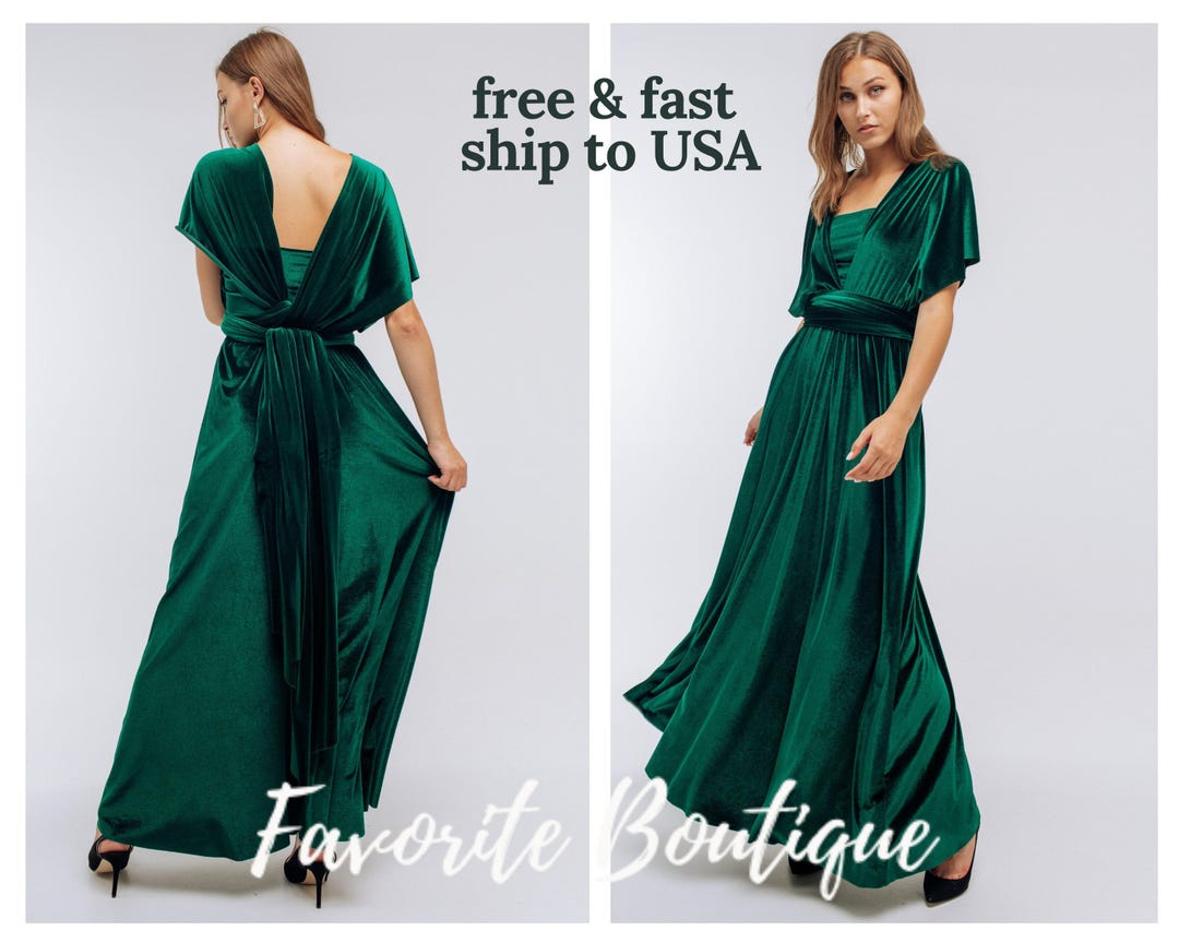 Butterfly Sleeves Multi Wear Convertible Bridesmaid Dresses Emerald main image 1