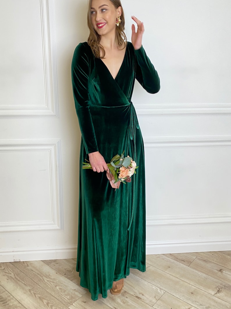 EMERALD GREEN Velvet Bridesmaid Dress Velvet Mother of the - Etsy