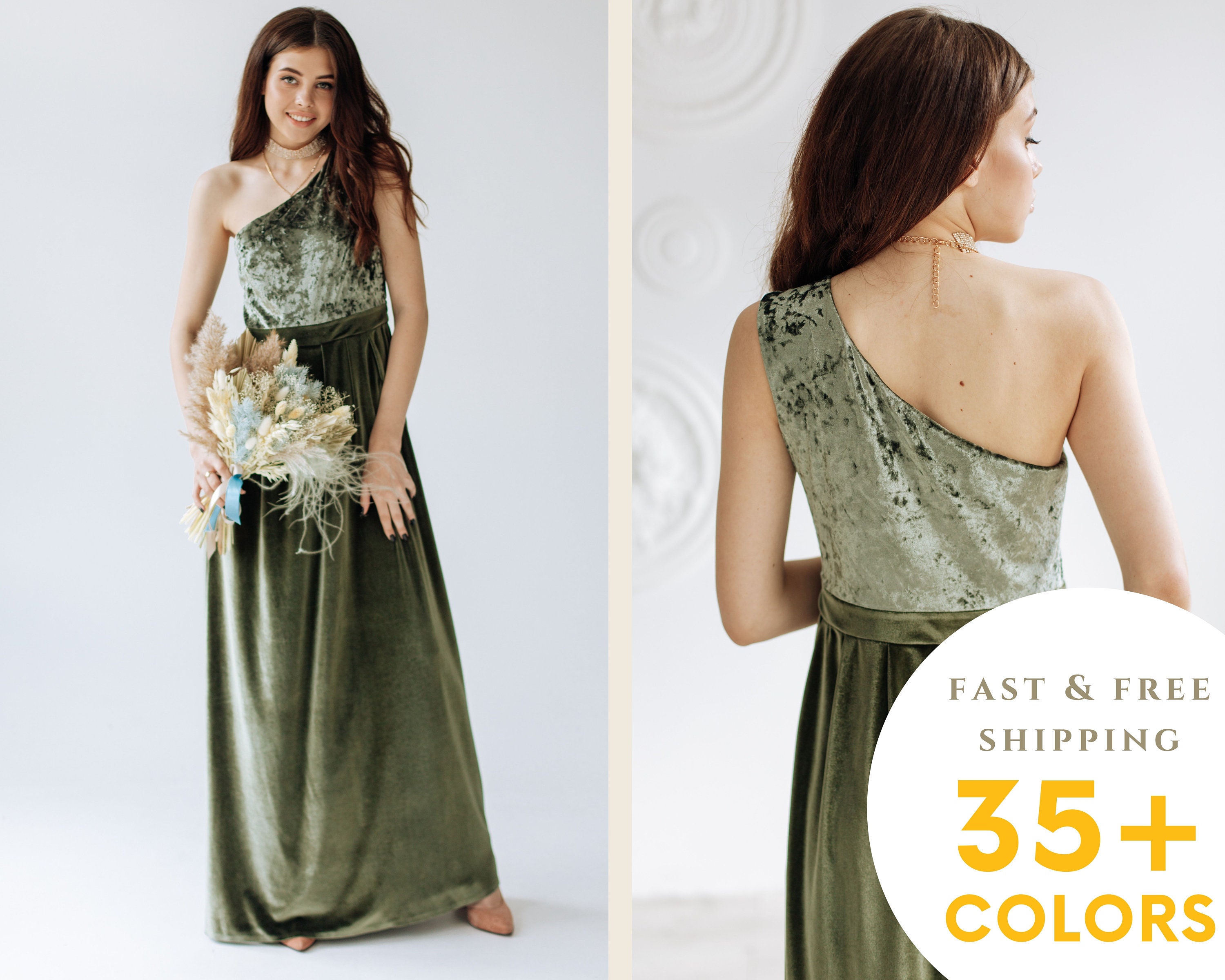 Dusty Sage One Shoulder A Line Ruched Chiffon Mother of the Bride Dress with Slit