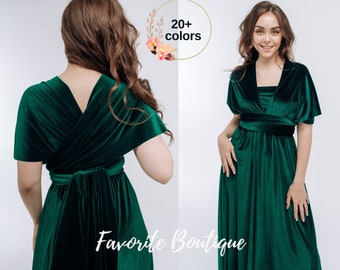 Forest Green Infinity Velvet Dress Bridesmaid Dress Flower Girl Dress Prom Dress Convertible Dress Wrap Dress Multiway Dress Maternity Dress