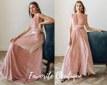 Blush Pink Infinity Velvet Dress Bridesmaid Dress Flower Dress Prom Dress Convertible Dress Wrap Dress Multiway Dress Maternity Dress