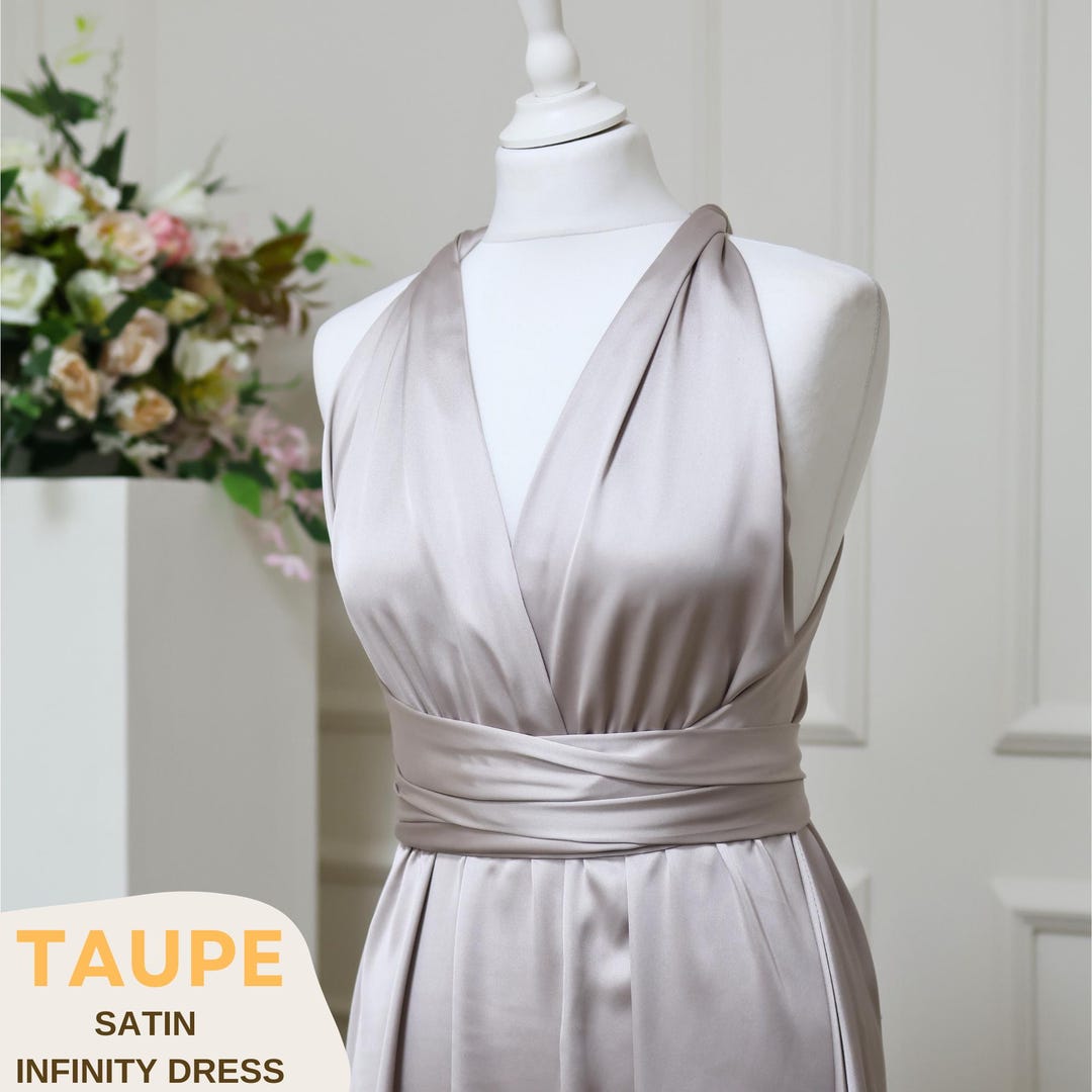 Honey Do I Ever Faux Wrap Dress in Taupe