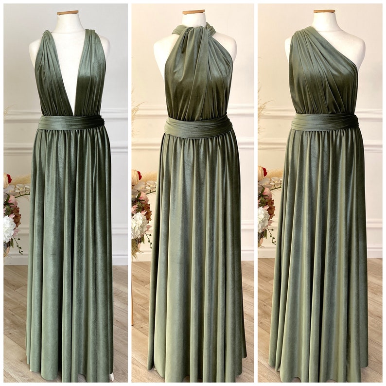 DUSTY SAGE Velvet Infinity Dress Sage Green Bridesmaid dress Etsy