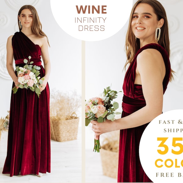 WINE Velvet Bridesmaid Infinity Dress Bridesmaid Velvet dress Velvet Dress Prom dress Mother of the bride Dress Maternity Dress