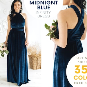 NAVY BLUE Infinity Dress Bridesmaid dress Velvet Dress Prom dress Mother of the bride Dress Maternity Dress