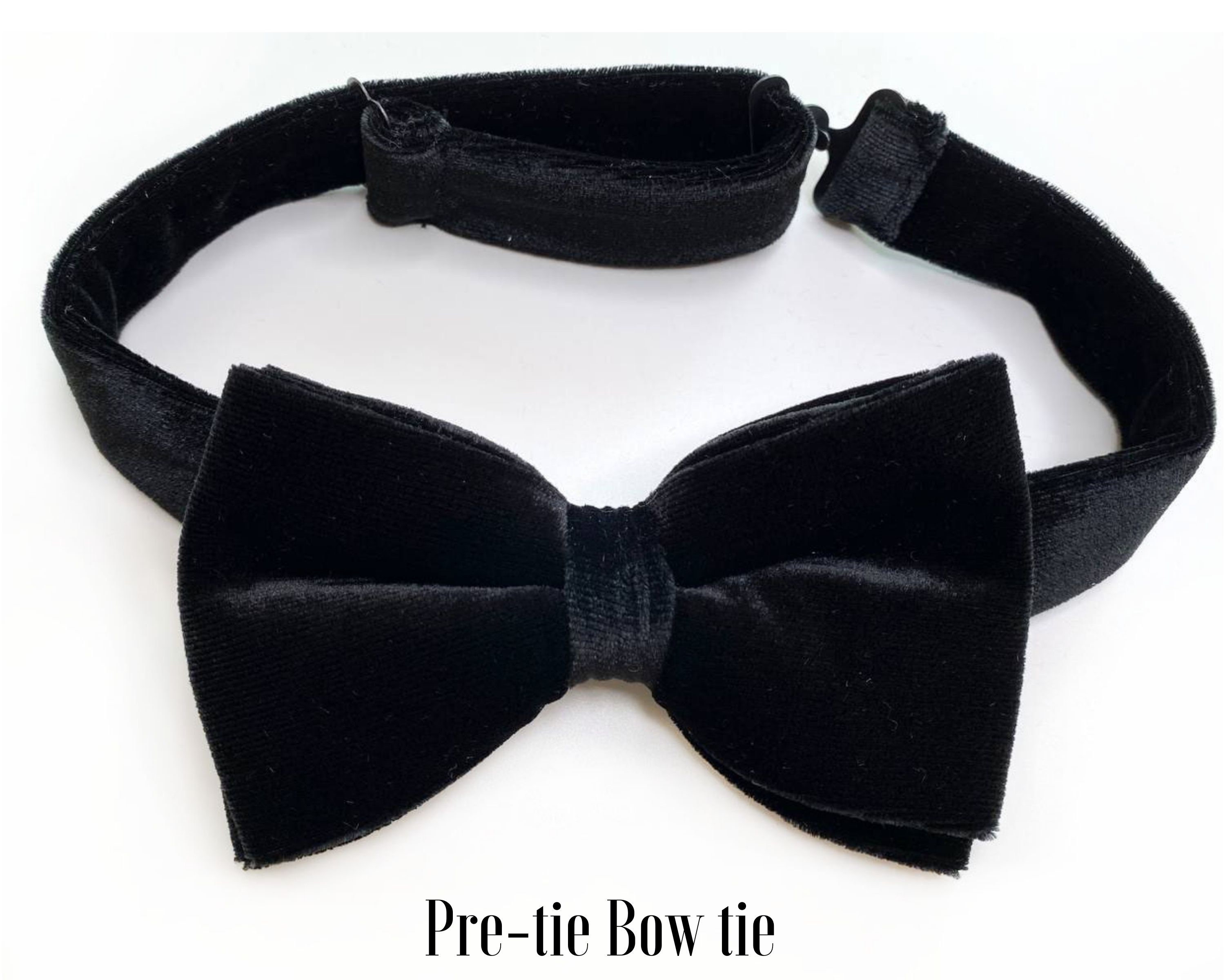 BLACK Velvet Selftie Bow tie Mens Velvet Bow Tie Groomsmens Etsy