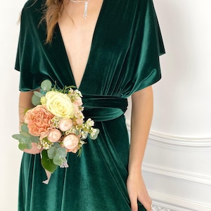 Forest Green Velvet Infinity Dress Multiway Bridesmaid & Prom Dress Wrap Dress for Mothers  Maternity Wear