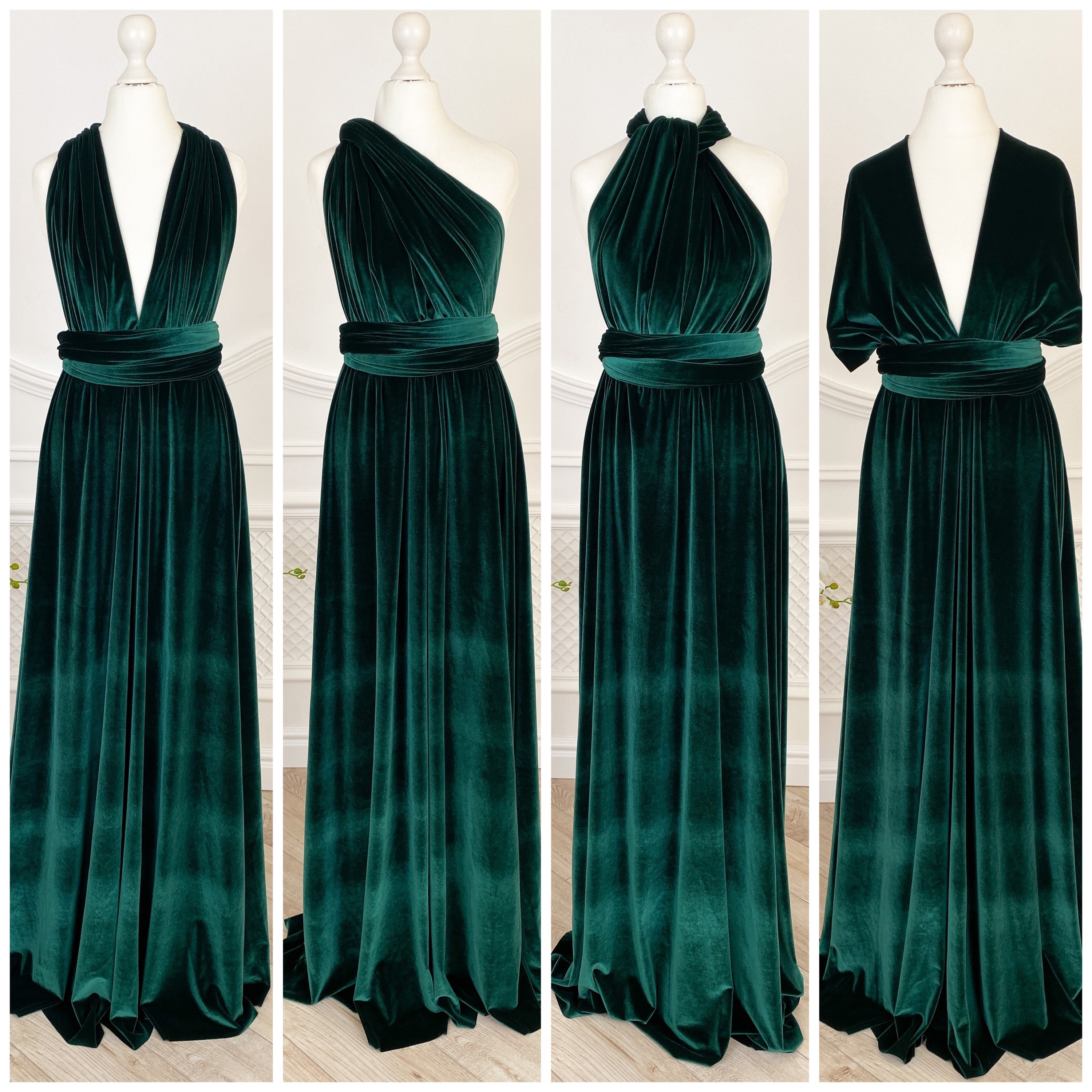 FOREST GREEN Velvet Infinity Dress Bridesmaid Dress Prom Dress Etsy UK