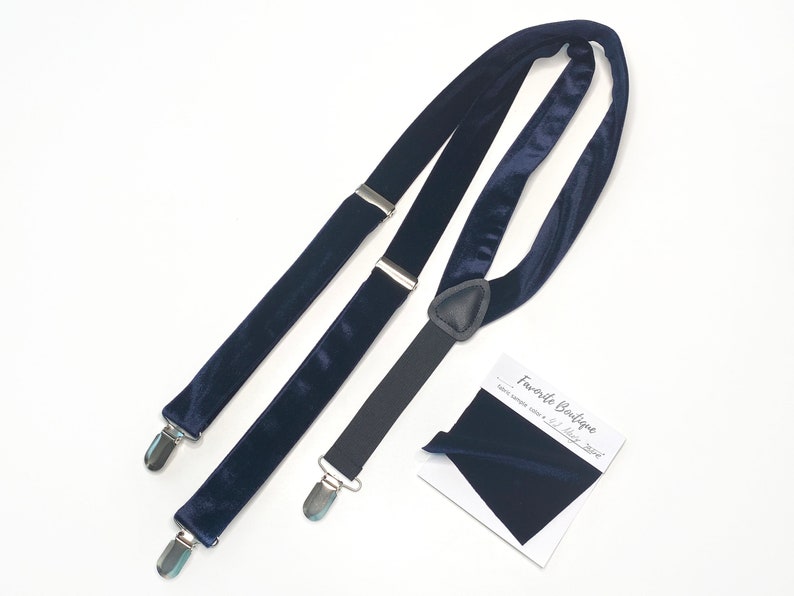 NAVY BLUE Velvet Suspenders Necktie Face Mask Pocket Square Bow Tie Velvet NAVY Velvet Groomsmens Necktie Pocket Square Velvet Suspenders