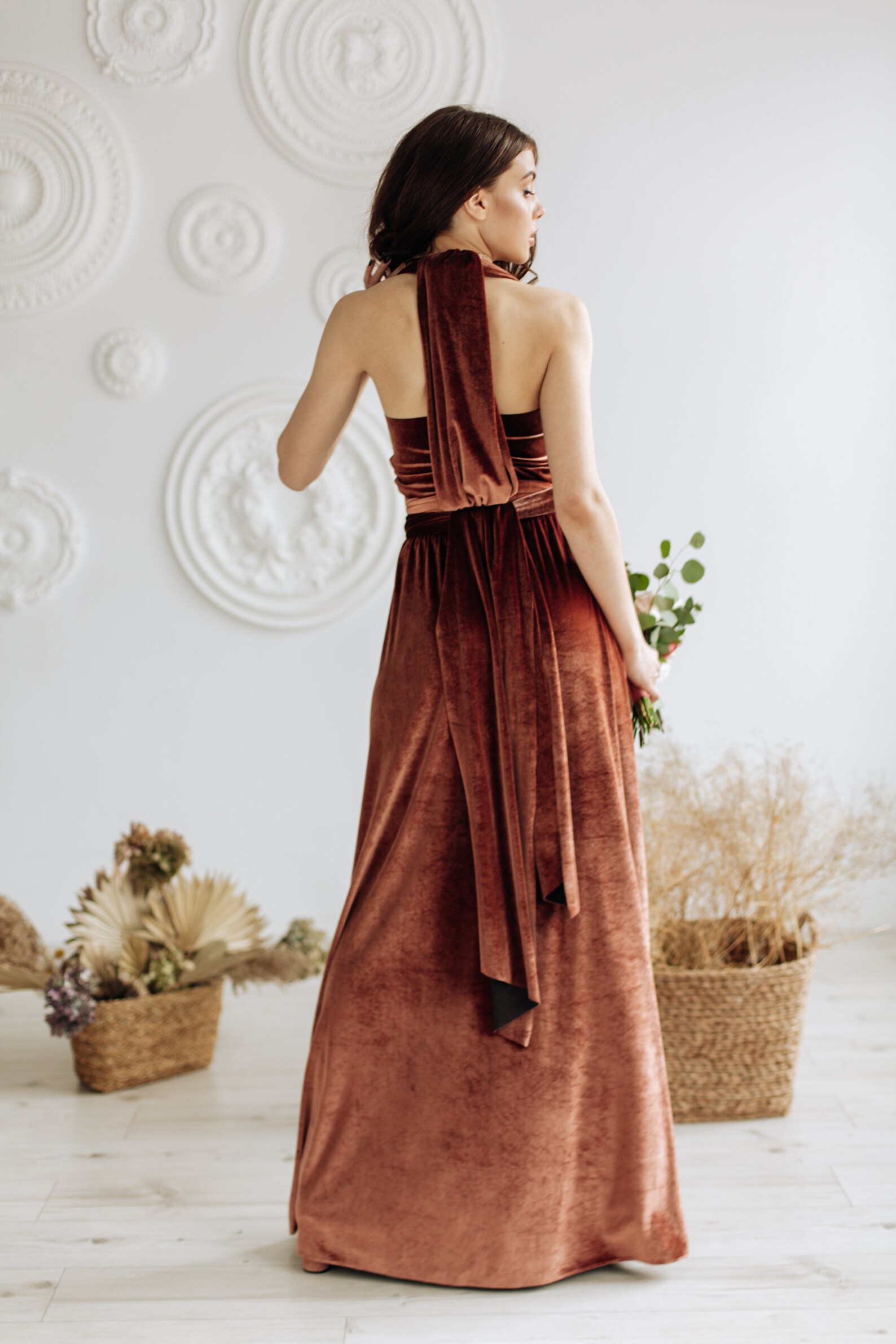 COPPER Velvet Infinity Dress Bridesmaid Dress Velvet Dress Etsy