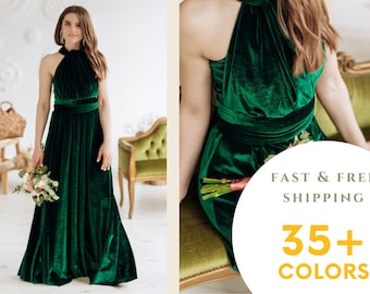 EMERALD GREEN Velvet Infinity Dress Bridesmaid Velvet Infinity Dress Bridesmaid Dress Made of Honour Dress Mother of the bride dress