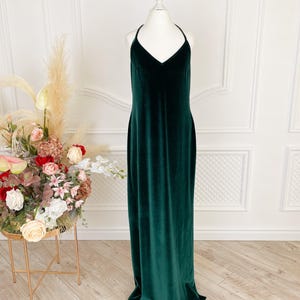 FOREST GRÜN Samt Kleid Brautjungfer Kleider Abendkleid