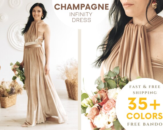 CHAMPAGNE Velvet Infinity Dress 