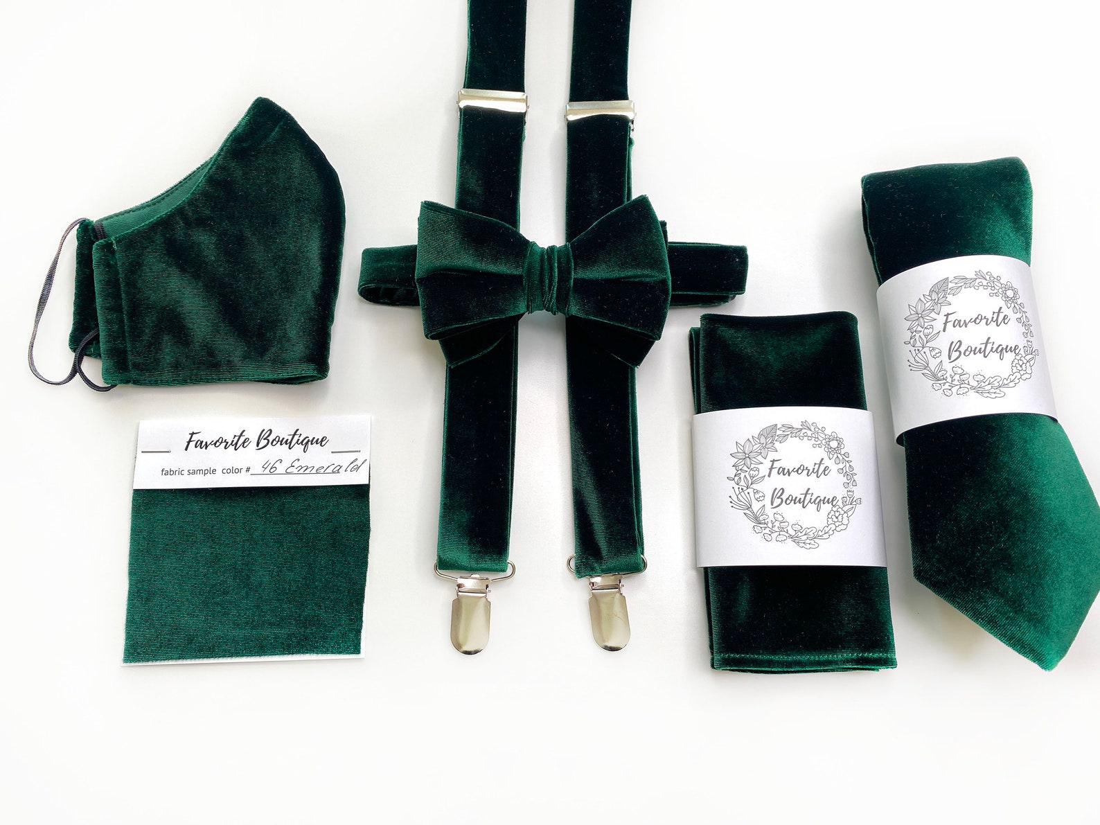 EMERALD GREEN Velvet Bow Tie Velvet NeckTie Green Groomsmens Etsy