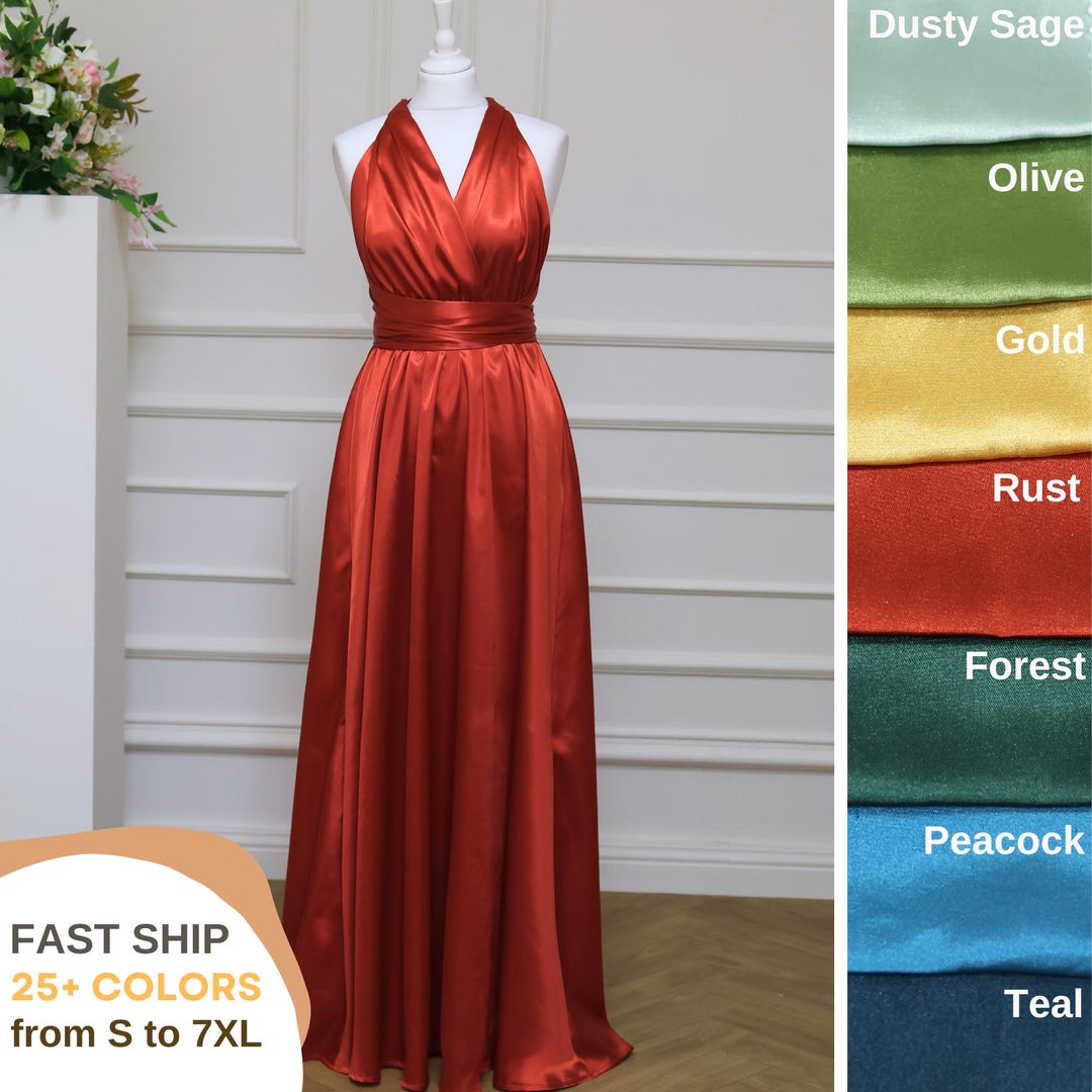 Rust V-Neck Wrap Dress main image 0