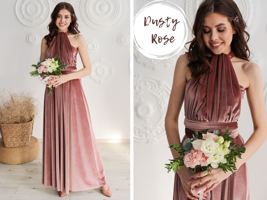 DUSTY ROSE Velvet Dress Bridesmaid Infinity Dress Velvet Bridesmaid Dress Velvet Long Infinity Dress Wrap Dress Party Dress Evening Dress Etsy UK
