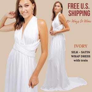 Vestido de seda infinito color marfil, vestido de dama de honor, vestido de niña de las flores, vestido de fiesta, vestido convertible, vestido cruzado, vestido multiposición, vestido de maternidad.