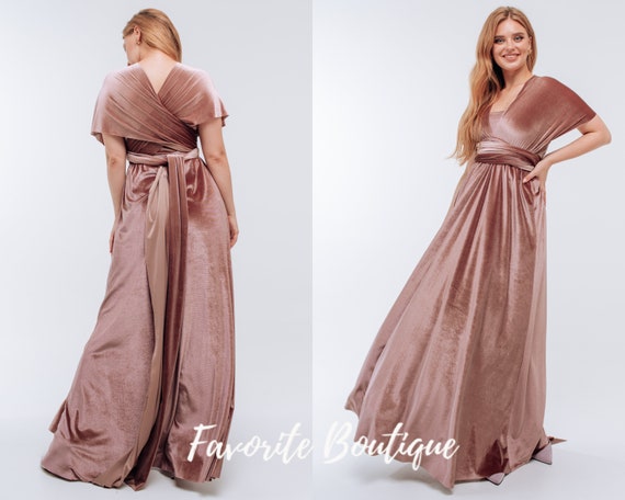 TDY Dusty Rose Maxi Bridesmaid Convertible Dress Infinity Dress