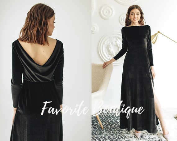 Final Sale Plus Size V-Neck Gown with Puffed Sleeves in Black Velvet – Chic  And Curvy