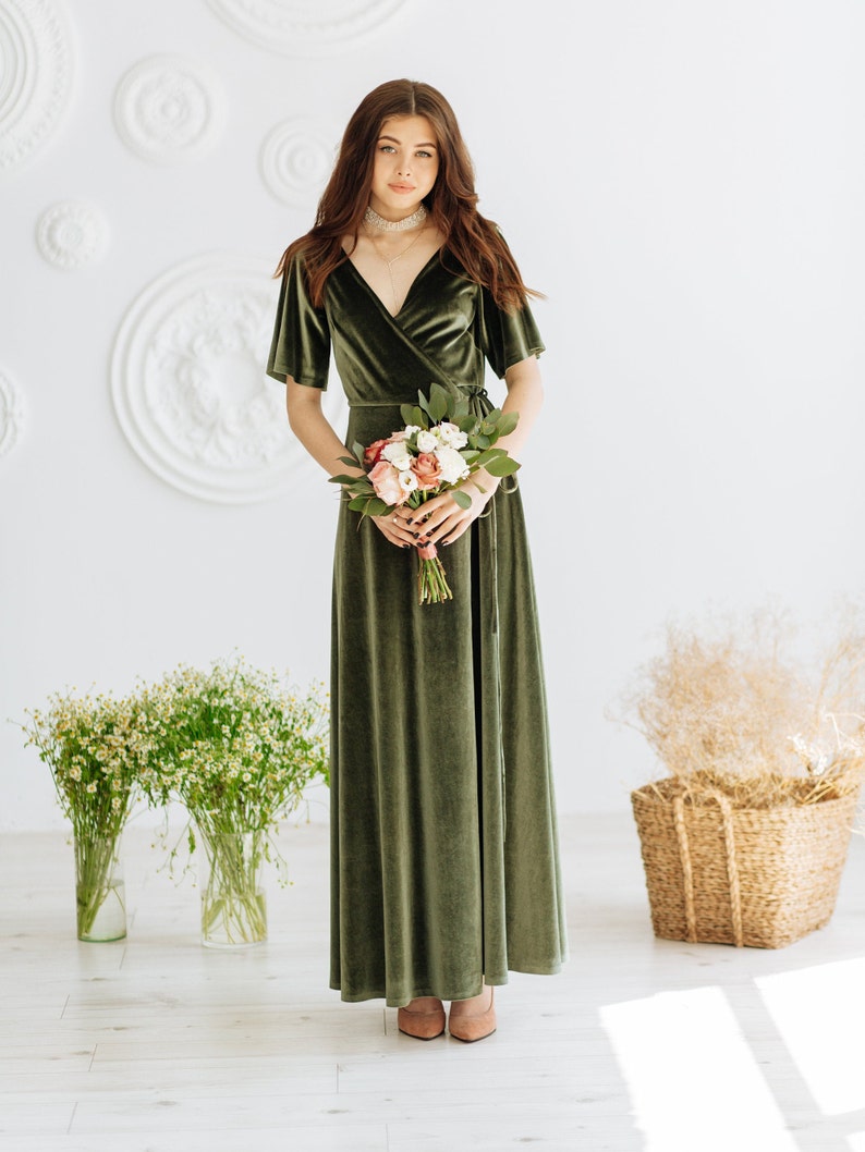 DUSTY SAGE Velvet Bridesmaid Dress SAGE Green Velvet Dress Etsy