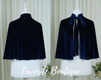 Navy Blue Velvet Cape Bridesmaids Shawl Matching Cape Bridesmaids Gift Wedding Scarf Mother Of Bride Cape For Winter Wedding