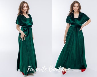 Forest Green Infinity Velvet Dress Bridesmaid Dress Flower Girl Dress Prom Dress Convertible Dress Wrap Dress Multiway Dress Maternity Dress