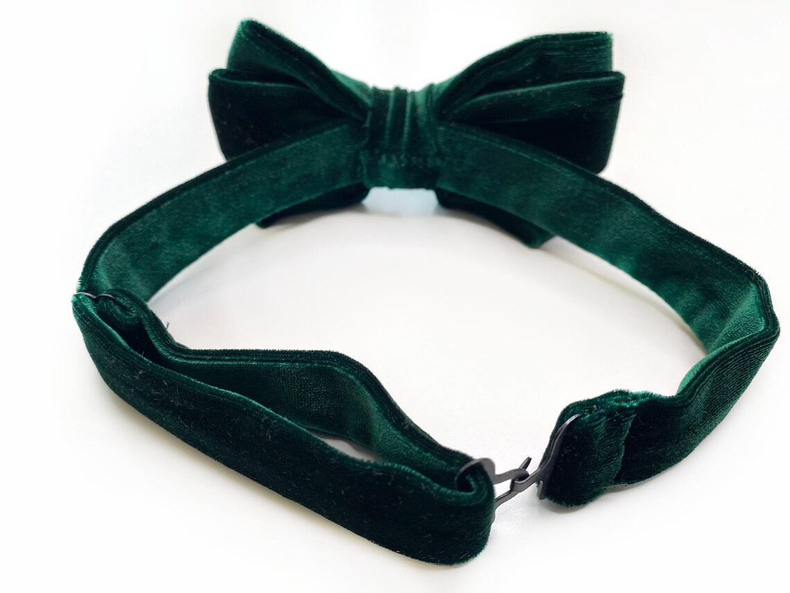 EMERALD GREEN Velvet Bow Tie Velvet NeckTie Green Groomsmens Etsy