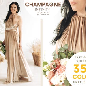 CHAMPAGNE Velvet Infinity Dress Bridesmaid Velvet Infinity Dress Bridesmaid Dress Made of Honour Dress Mother of the bride dress
