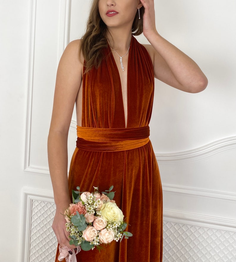 BURNT ORANGE VELVET Infinity Dress Rust Infinity Velvet