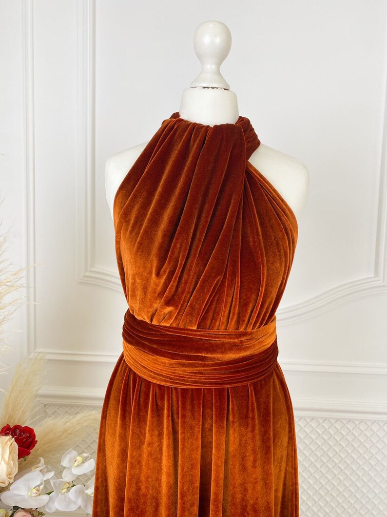 BURNT ORANGE VELVET Infinity Dress Rust Infinity Velvet Dress Etsy