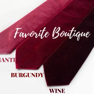 Mens velvet ties Groomsmens Ties Burgundy Wine velvet tie Pocket Square Velvet Mens Necktie Set Kids Bow Tie Necktie Set Favorite Boutique