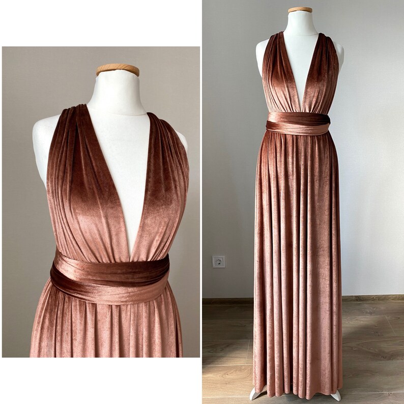 COPPER Velvet Infinity Dress Bridesmaid dress Velvet Dress Etsy