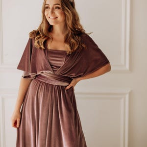 Lavender Blush Velvet Dress Infinity Dress Bridesmaid dress Dusty Rose Velvet Dress Prom Dress Maternity Multiway Dress