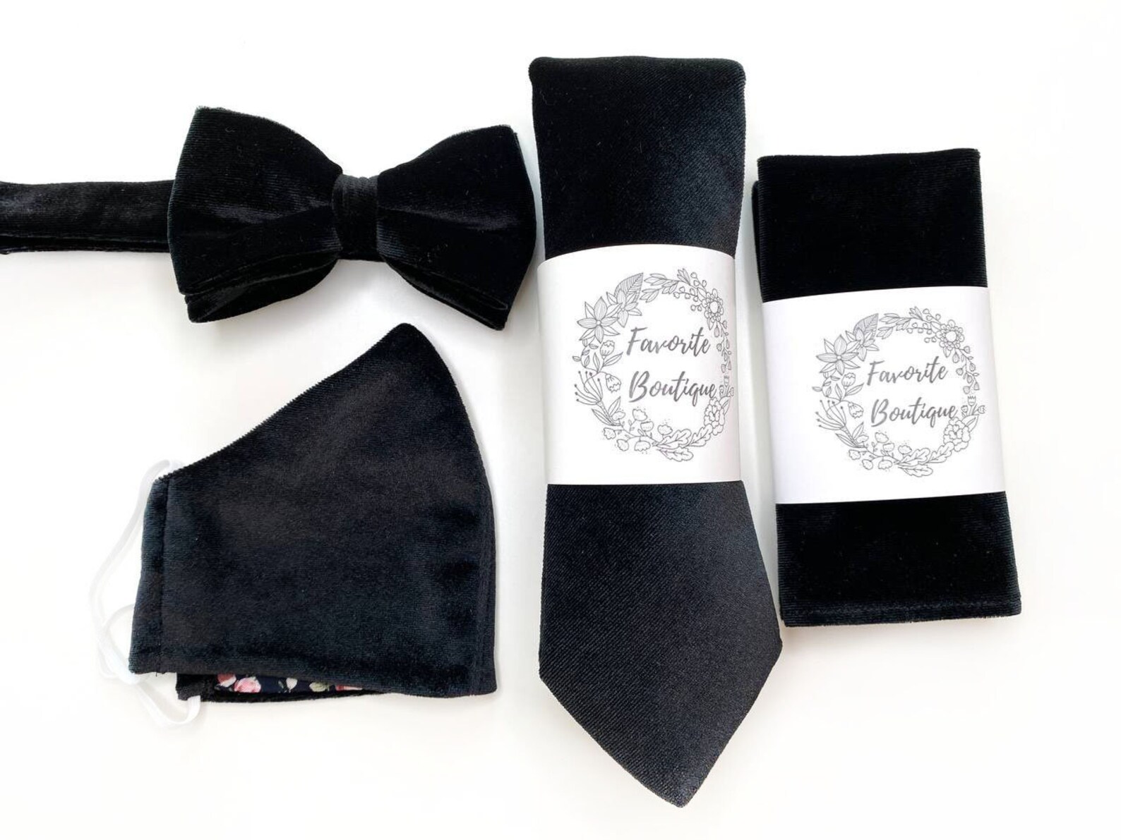 BLACK Velvet Necktie Black Velvet Tie Groomsmens Necktie Etsy