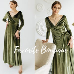 Dusty Sage Velvet Wrap Dress: Custom Maxi Gown