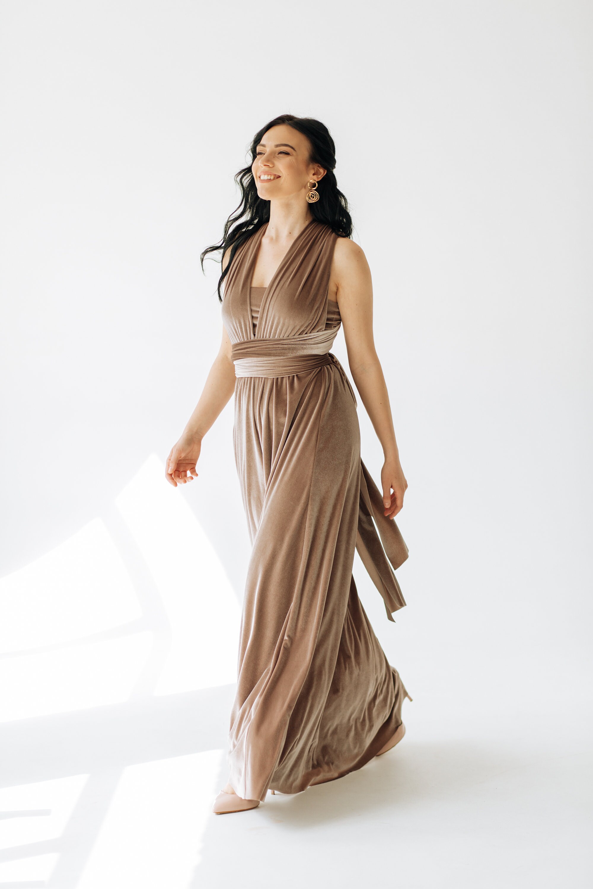 TAUPE Velvet Infinity Dress Bridesmaid Dress Velvet Dress Prom - Etsy