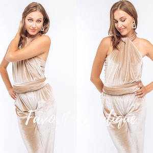 Champagne On The Plane Halter Jumpsuit