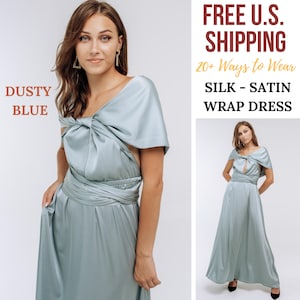 Dusty Blue Infinity Silk Dress Bridesmaid Dress Flower Girl Dress Prom Dress Convertible Dress Wrap Dress Multiway Dress Maternity Dress