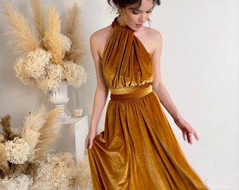 MARIGOLD Infinity Velvet Dress Bridesmaid Velvet Infinity Dress Bridesmaid Dress Made of Honour Dress Mother of the bride dress