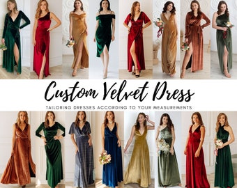 Custom Velvet Dress Plus size Bridesmaids Dress Tailoring dress according to your measurements Prom Dress Prom Velvet Dress Maxi Dress