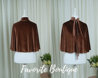 Copper Velvet Cape Bridesmaids Shawl Matching Cape Bridesmaids Gift Wedding Scarf Mother Of Bride Cape For Winter Wedding